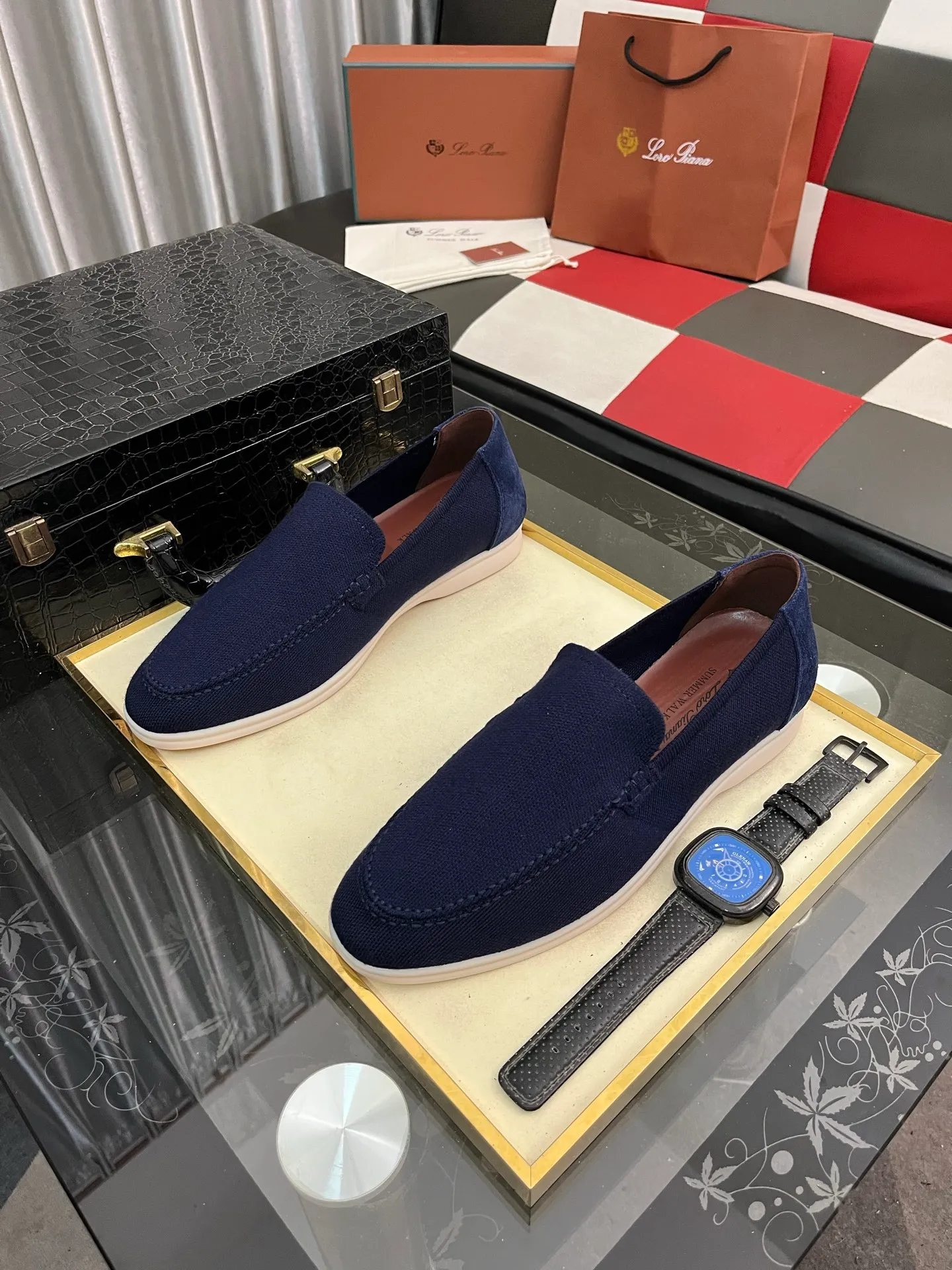Men's men's shoes💰420⌚️⌚️Loro*Piana pure original 2025 soft and comfortable LP deerskin flat-soled casual star's same style slip-on Loaf men's shoes, size: 38-446️⃣colors available